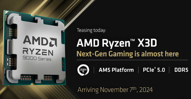 Az AMD november 7-én mutatja be a Ryzen 7 9800X3D-t, a 9000X hivatalos árcsökkentést kap az ünnepekre.